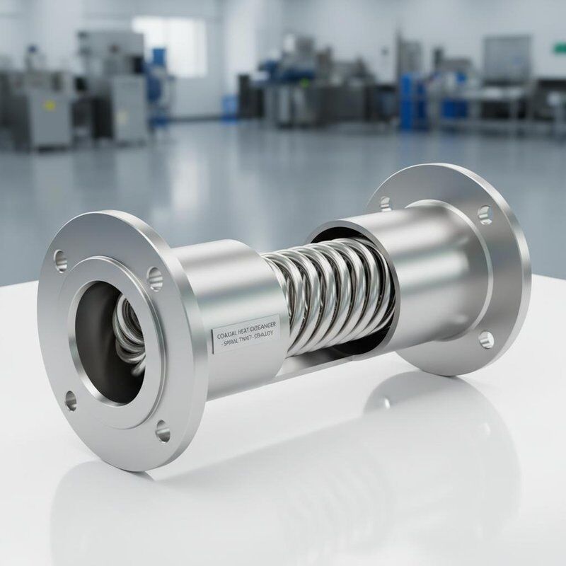 Scambiatore di calore coaxiale HVAC a fianco con costruzione a torsione a spirale e larghezza di 140 mm per un trasferimento di calore superiore