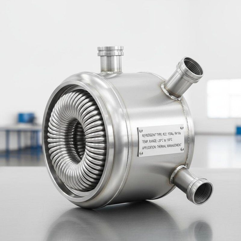 Scambiatore di calore coassiale a torsione a spirale con vernice antirughe nera a spruzzo e potenza da 0,5 a 100 KW per una gestione termica efficiente