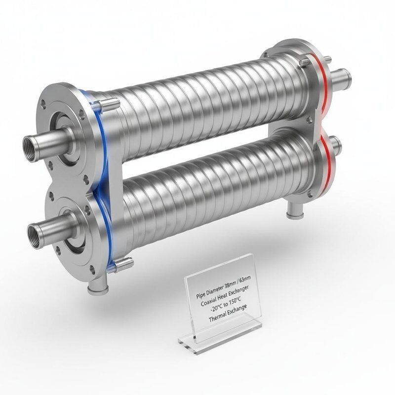 Coaxial Heat Exchanger with Spiral Twisting Tube Construction for High Corrosion Resistance and 38mm/63mm Pipe Diameter